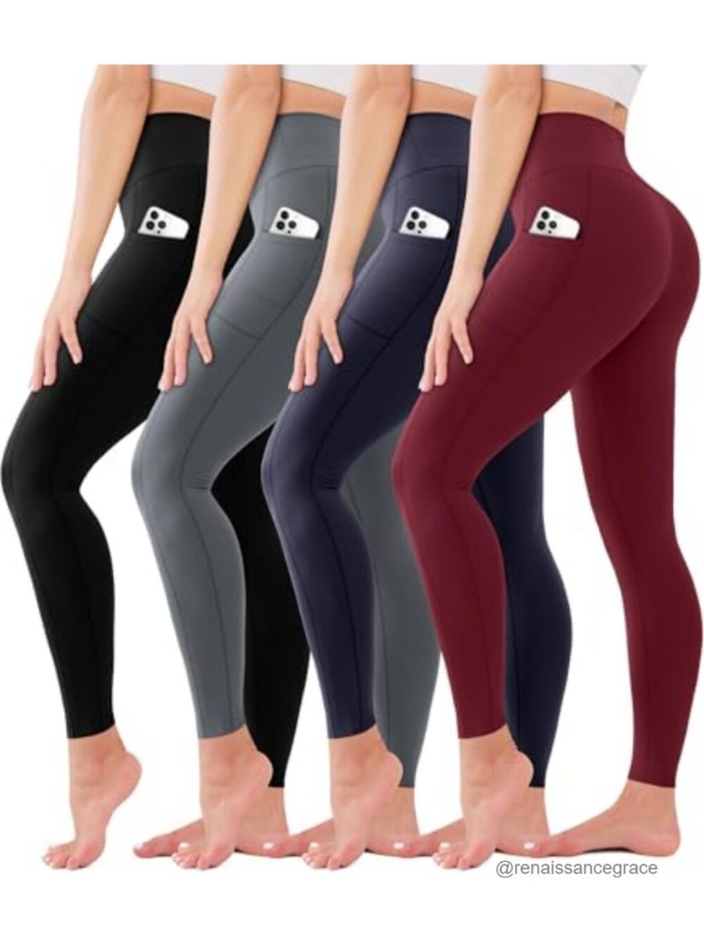 4 Pack High Waisted Yoga Leggings Tummy Control No See Through Workout Pants